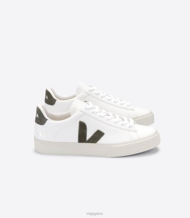 zapatos H28JT12 hombres Veja campo cuero sin cromo blanco kaki