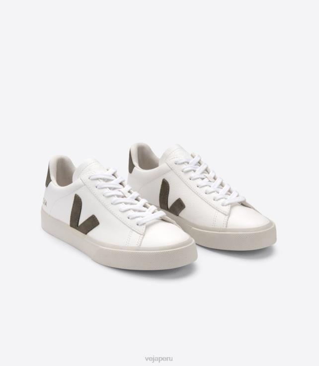 zapatos H28JT12 hombres Veja campo cuero sin cromo blanco kaki