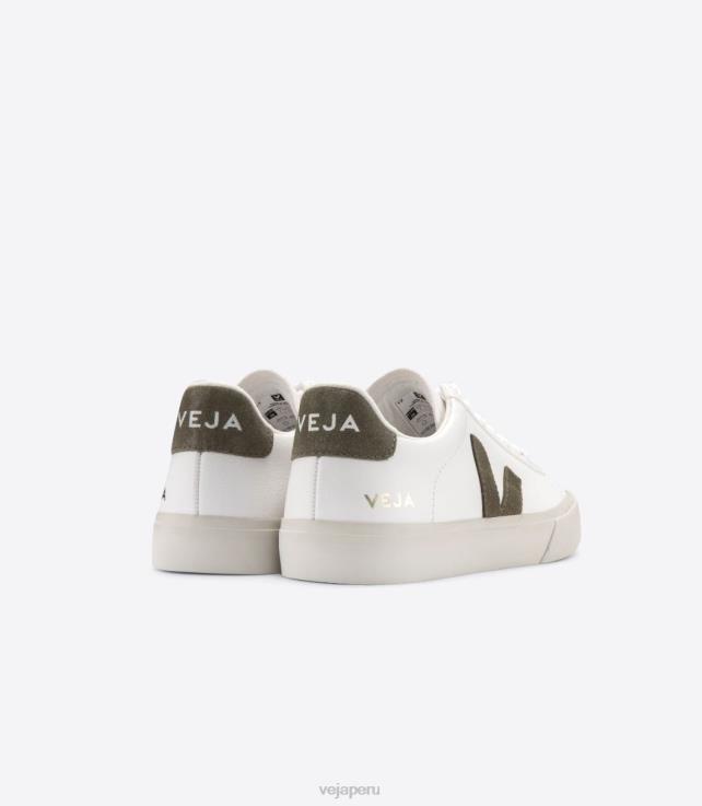 zapatos H28JT12 hombres Veja campo cuero sin cromo blanco kaki