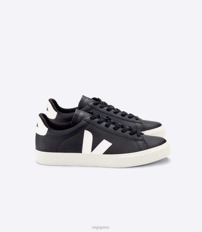 zapatos H28JT15 hombres Veja campo cuero sin cromo negro blanco