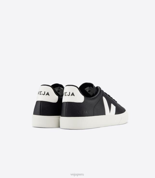 zapatos H28JT15 hombres Veja campo cuero sin cromo negro blanco
