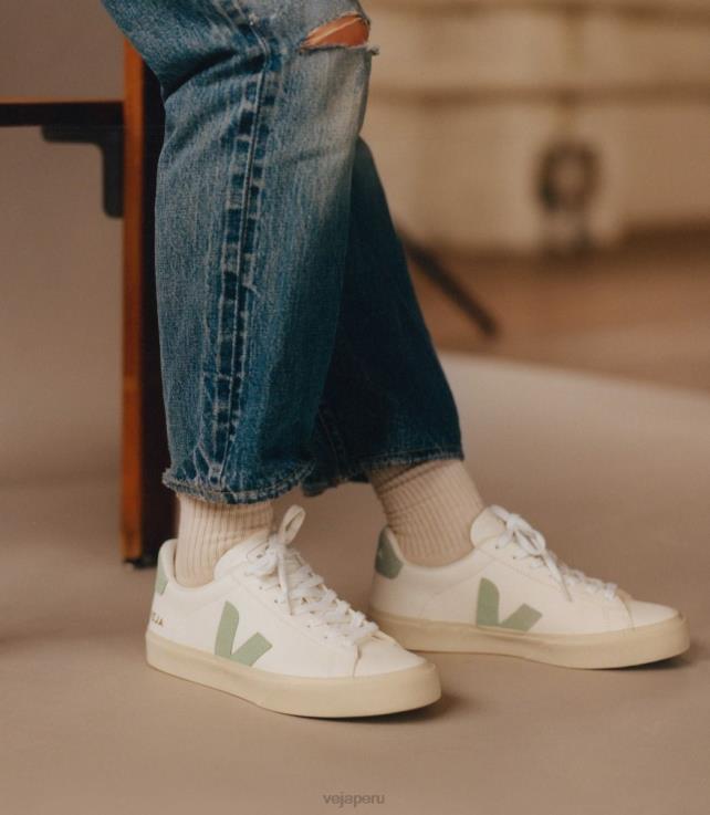 zapatos H28JT17 hombres Veja campo cuero sin cromo matcha blanco