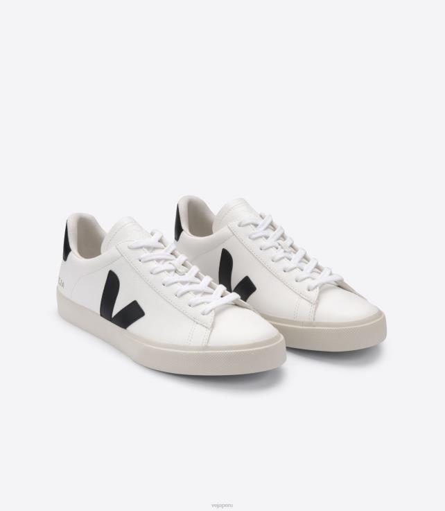 zapatos H28JT6 hombres Veja campo cuero sin cromo blanco negro