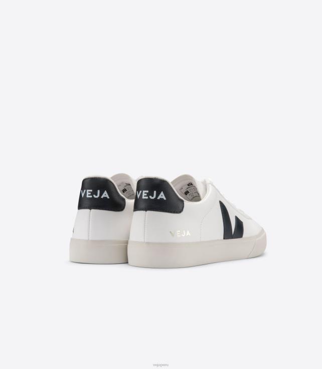 zapatos H28JT6 hombres Veja campo cuero sin cromo blanco negro