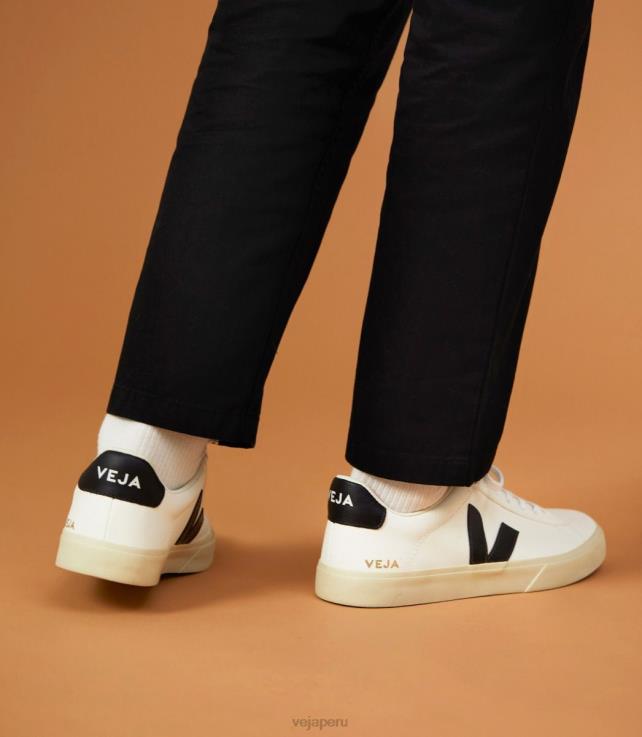 zapatos H28JT6 hombres Veja campo cuero sin cromo blanco negro