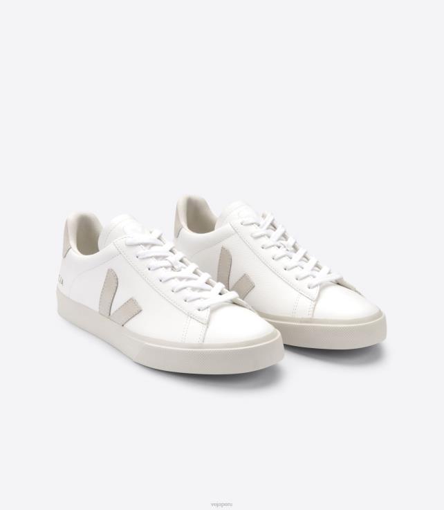 zapatos H28JT8 hombres Veja campo cuero sin cromo blanco natural