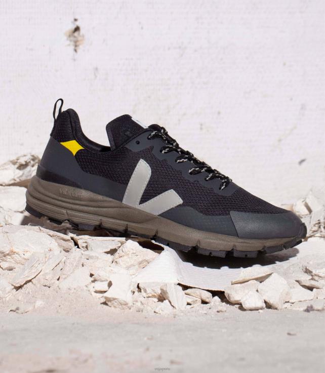 zapatos H28JT124 hombres Veja dekkan alveomesh negro oxford gris tónico