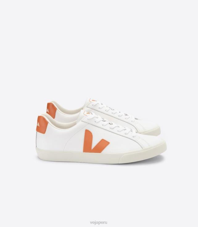 zapatos H28JT93 hombres Veja calabaza cuero esplar blanco