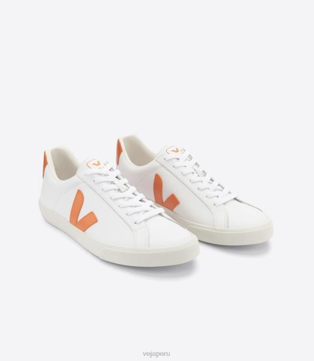 zapatos H28JT93 hombres Veja calabaza cuero esplar blanco