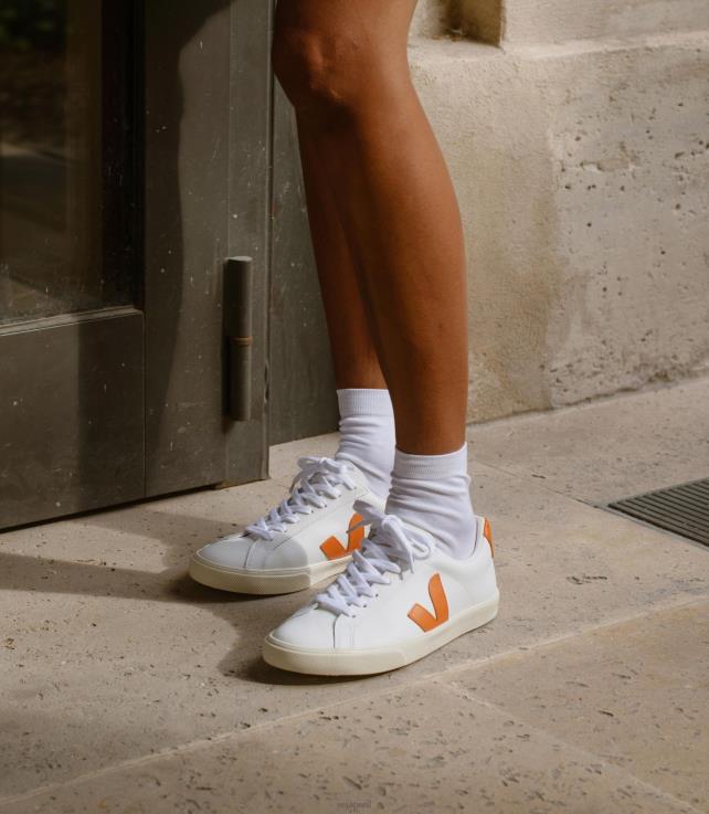 zapatos H28JT93 hombres Veja calabaza cuero esplar blanco