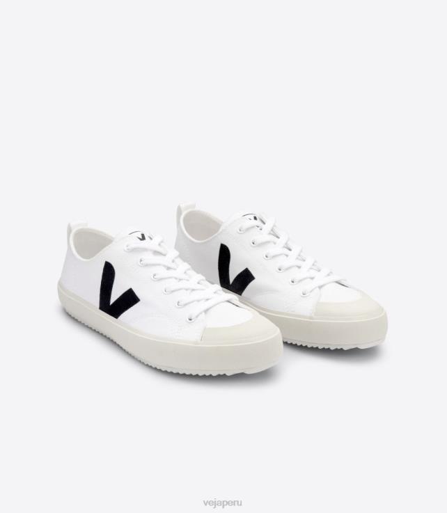 zapatos H28JT150 hombres Veja nova lienzo blanco negro