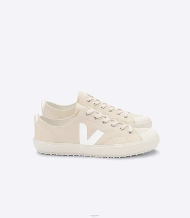 zapatos H28JT154 hombres Veja nova lienzo areia blanco