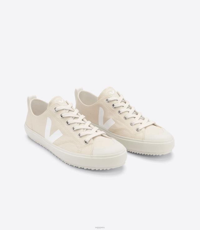 zapatos H28JT154 hombres Veja nova lienzo areia blanco