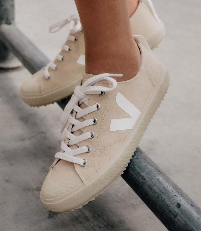 zapatos H28JT154 hombres Veja nova lienzo areia blanco