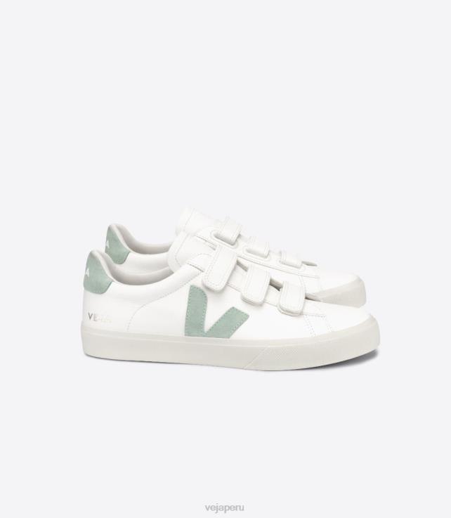 zapatos H28JT109 hombres Veja Recife cuero sin cromo matcha blanco