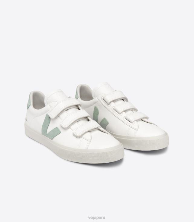 zapatos H28JT109 hombres Veja Recife cuero sin cromo matcha blanco