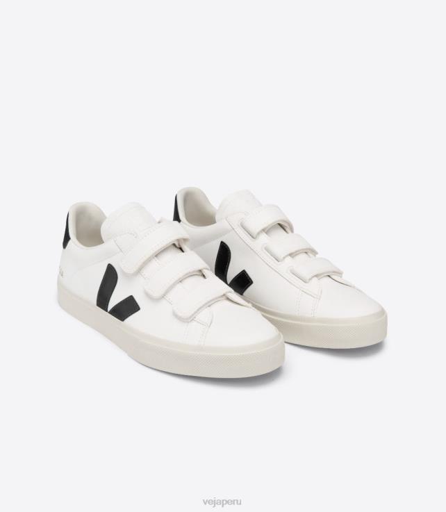 zapatos H28JT110 hombres Veja Recife cuero sin cromo blanco negro