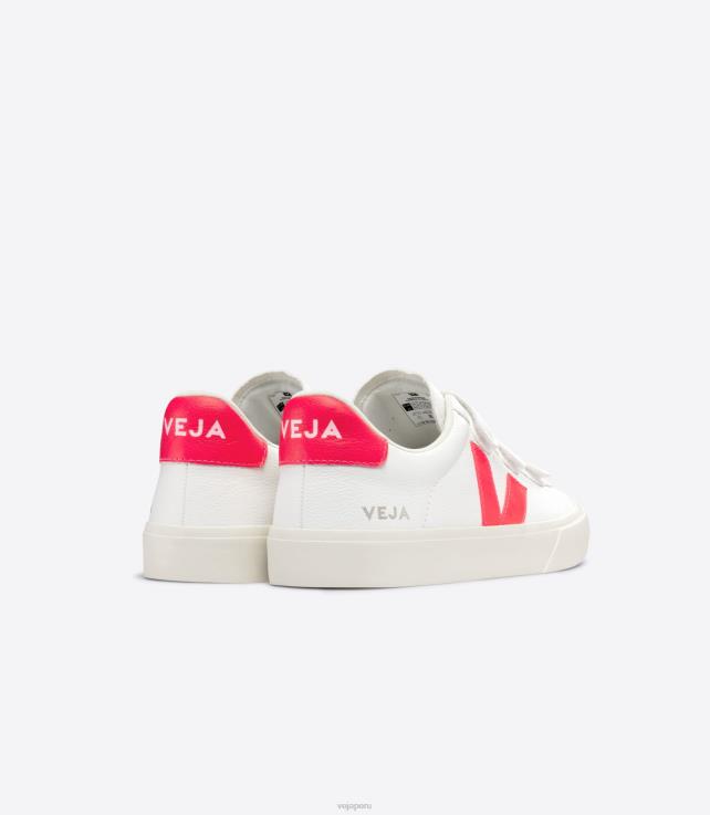 zapatos H28JT112 hombres Veja Recife cuero sin cromo blanco rosa fluo