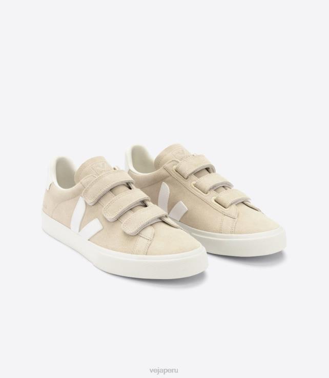 zapatos H28JT114 hombres Veja Recife cuero sin cromo blanco almendra