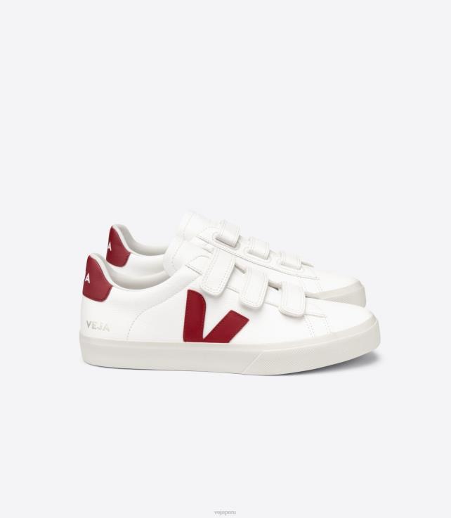 zapatos H28JT115 hombres Veja Recife cuero sin cromo blanco marsala