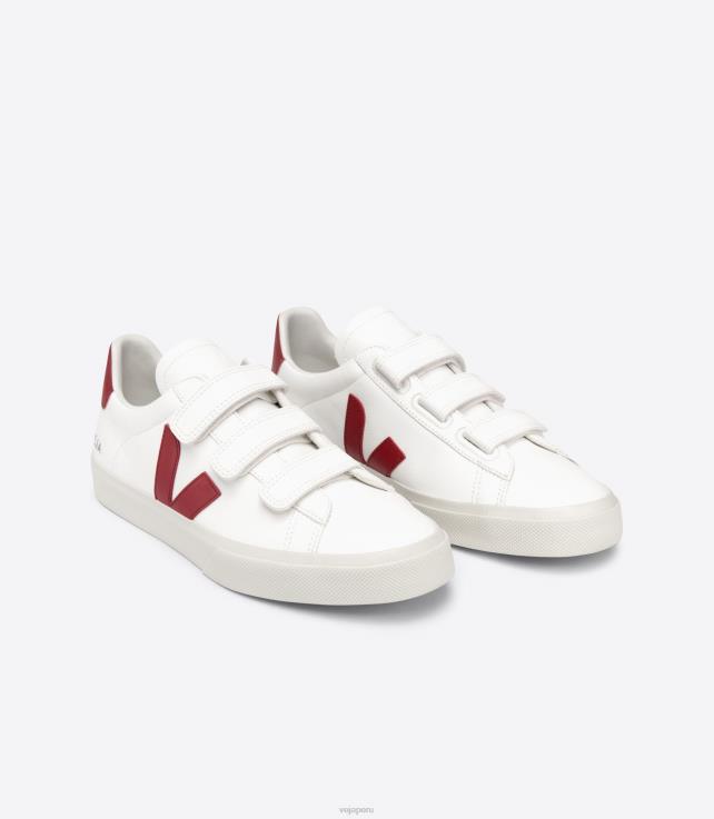 zapatos H28JT115 hombres Veja Recife cuero sin cromo blanco marsala