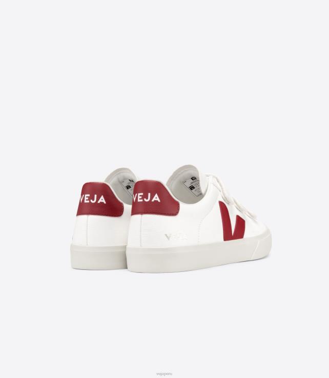 zapatos H28JT115 hombres Veja Recife cuero sin cromo blanco marsala