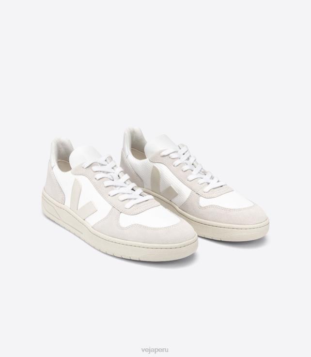 zapatos H28JT44 hombres Veja v-10 b-mesh blanco natural pierre