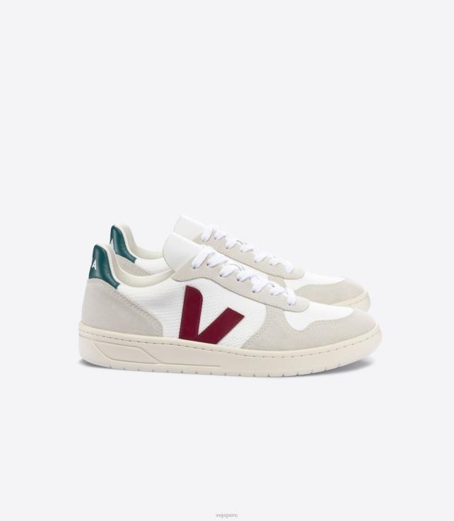 zapatos H28JT45 hombres Veja v-10 b-mesh blanco marsala bretaña