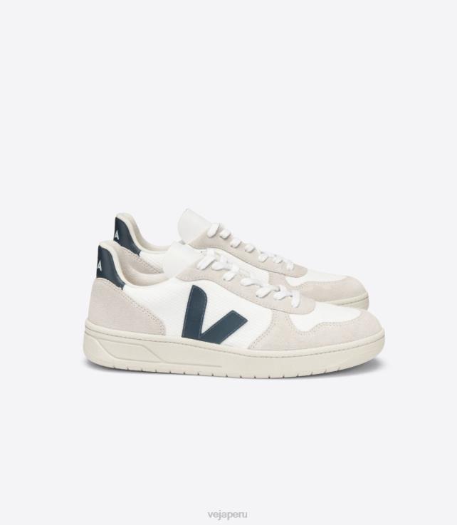 zapatos H28JT46 hombres Veja v-10 b-mesh blanco nautico