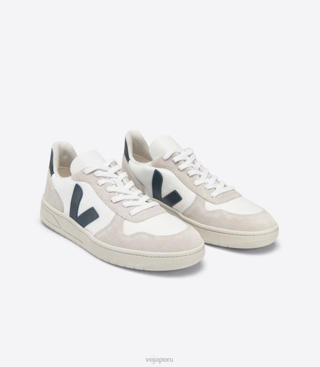 zapatos H28JT46 hombres Veja v-10 b-mesh blanco nautico