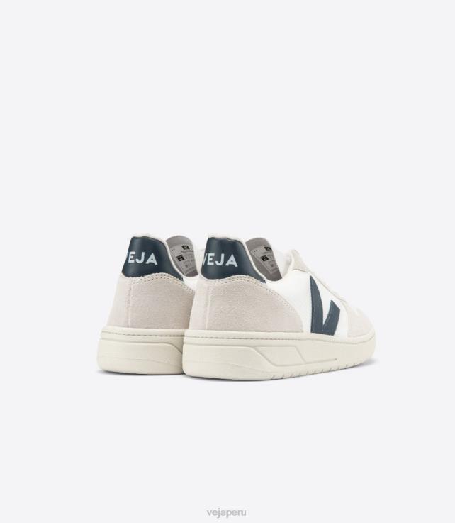 zapatos H28JT46 hombres Veja v-10 b-mesh blanco nautico