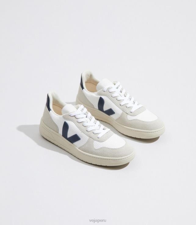 zapatos H28JT46 hombres Veja v-10 b-mesh blanco nautico