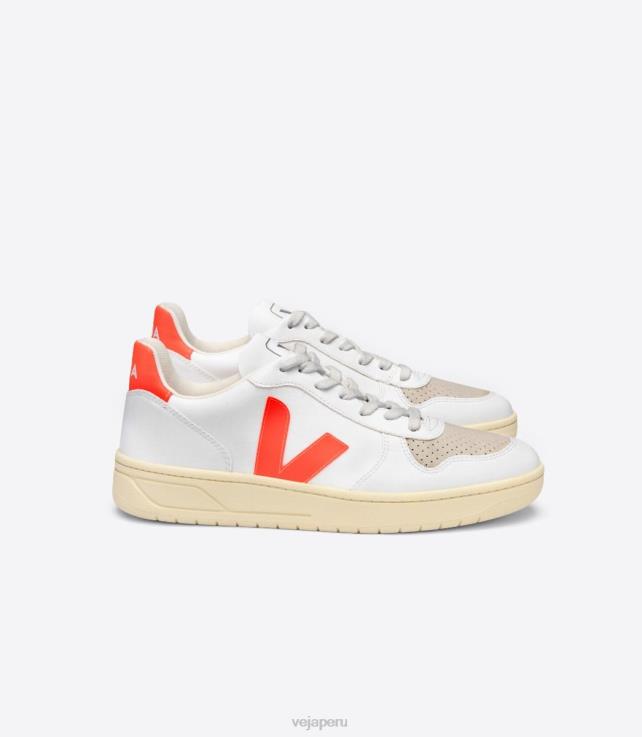 zapatos H28JT51 hombres Veja v-10 cwl blanco naranja fluo