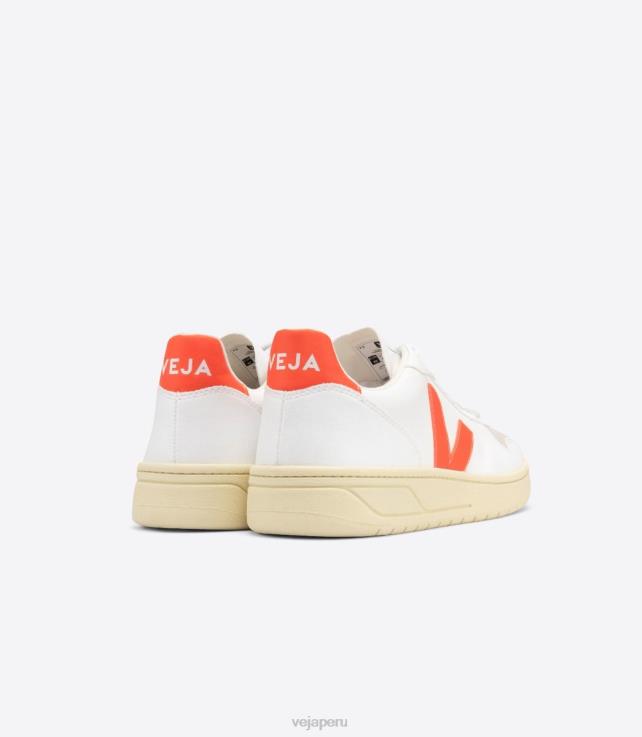 zapatos H28JT51 hombres Veja v-10 cwl blanco naranja fluo