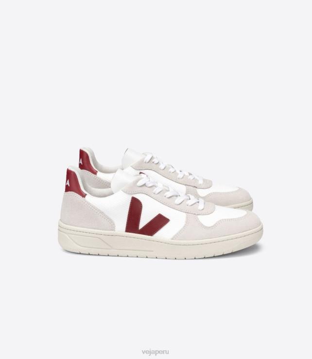 zapatos H28JT57 hombres Veja v-10 b-malla blanco natural marsala