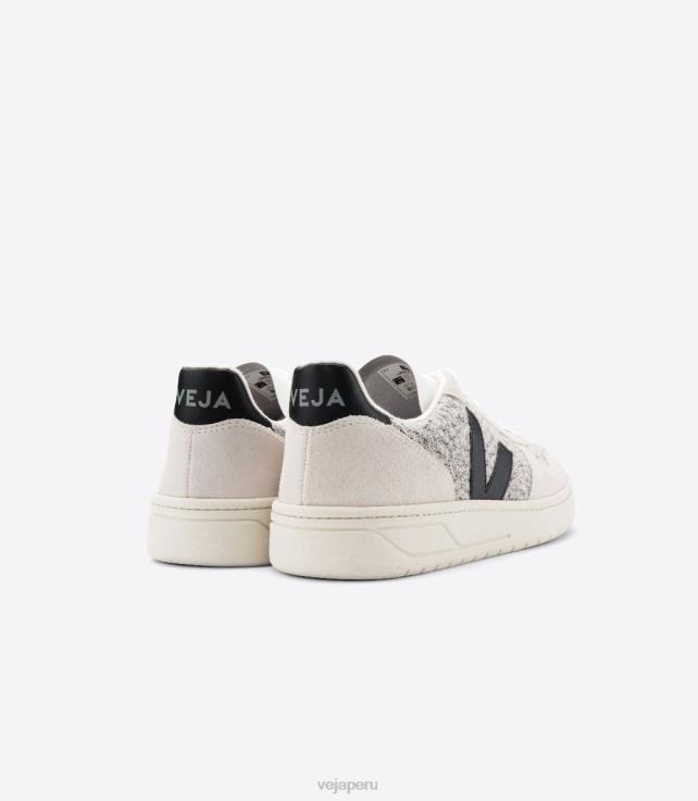 zapatos H28JT67 hombres Veja v-10 franela nieve negro
