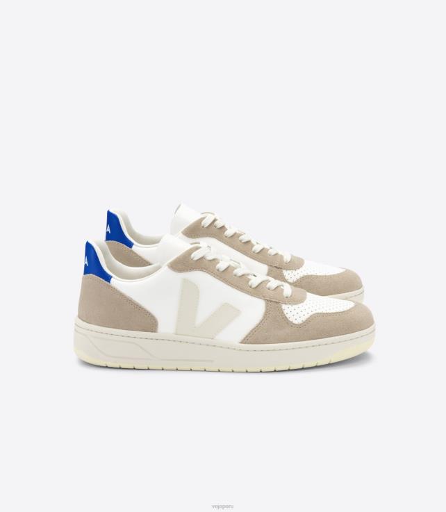 zapatos H28JT68 hombres Veja v-10 cuero sin cromo blanco sahara paros