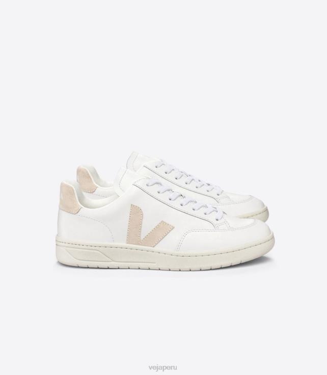zapatos H28JT25 hombres Veja v-12 cuero blanco sable