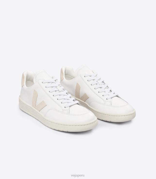 zapatos H28JT25 hombres Veja v-12 cuero blanco sable
