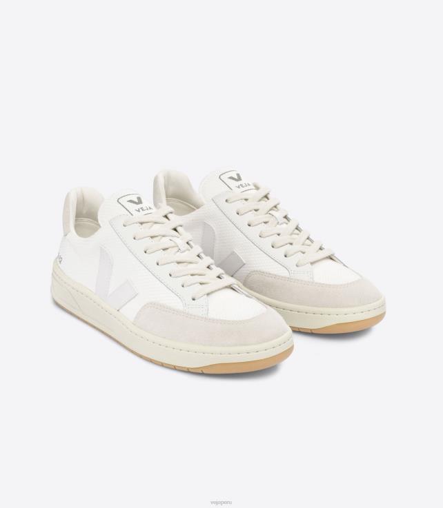 zapatos H28JT28 hombres Veja v-12 b-malla blanco natural