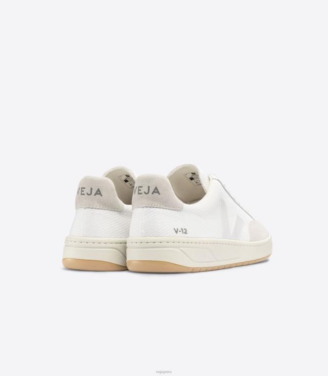 zapatos H28JT28 hombres Veja v-12 b-malla blanco natural