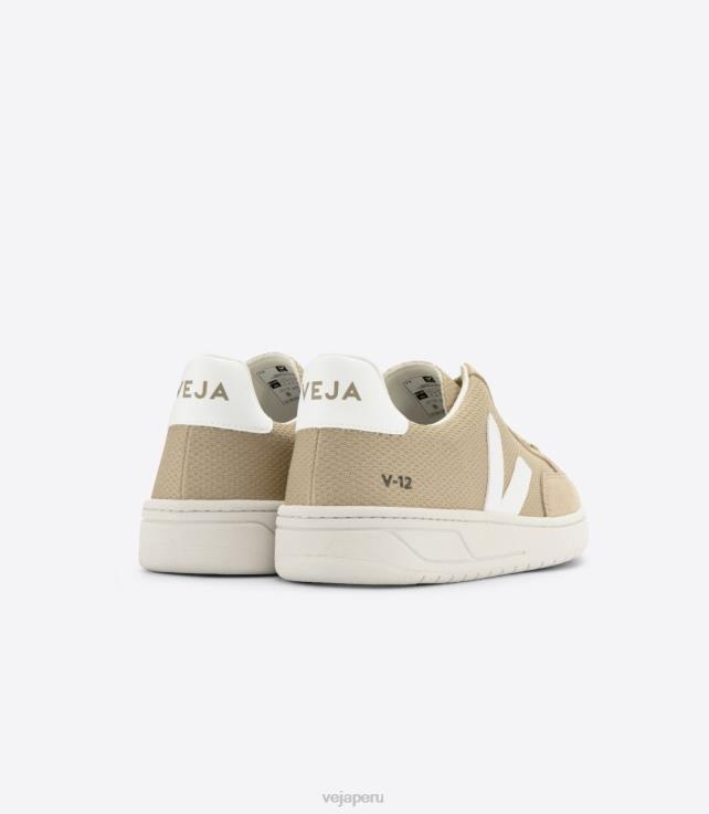 zapatos H28JT29 hombres Veja v-12 vegano alveomesh duna blanco