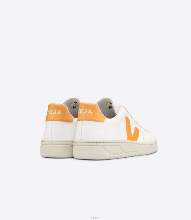 zapatos H28JT32 hombres Veja v-12 cuero blanco ouro