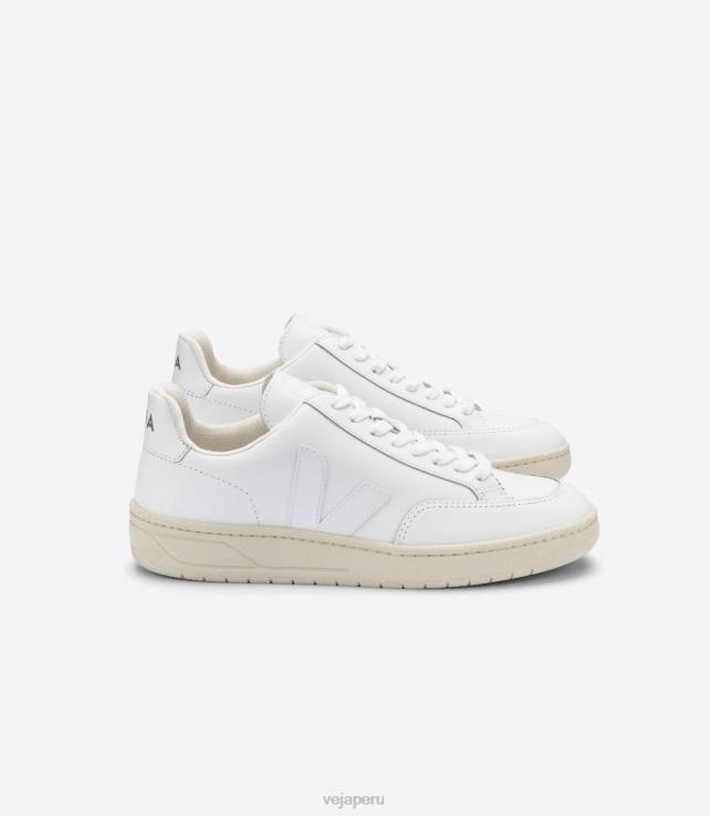 zapatos H28JT33 hombres Veja v-12 cuero blanco
