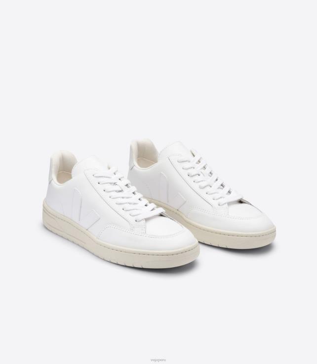 zapatos H28JT33 hombres Veja v-12 cuero blanco