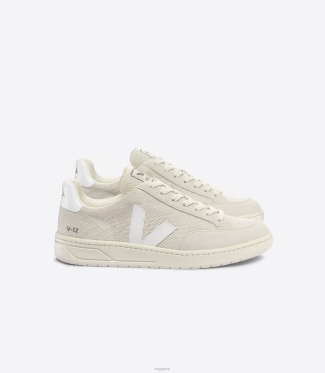 zapatos H28JT35 hombres Veja v-12 alveomesh blanco natural