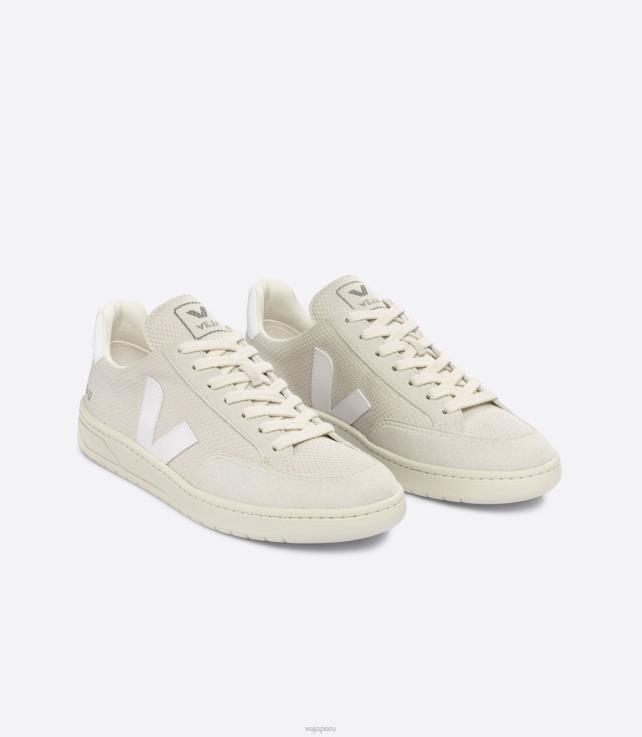 zapatos H28JT35 hombres Veja v-12 alveomesh blanco natural