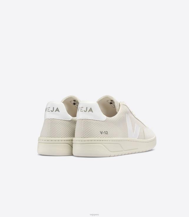 zapatos H28JT35 hombres Veja v-12 alveomesh blanco natural