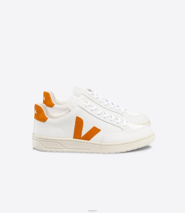 zapatos H28JT36 hombres Veja v-12 cuero blanco calabaza
