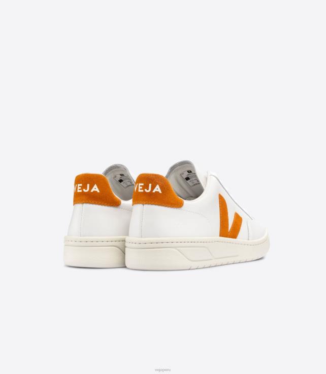 zapatos H28JT36 hombres Veja v-12 cuero blanco calabaza